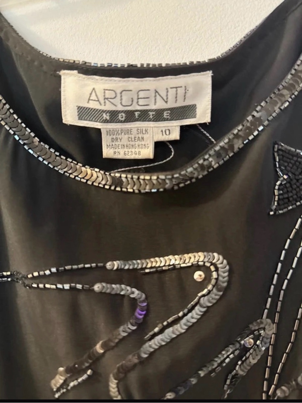 Argenti Black Silk Sequin-Embellished Dress